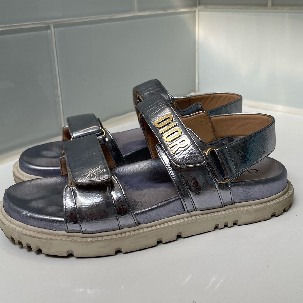 Christian Dior Dioract Lambskin Metallic Sandals